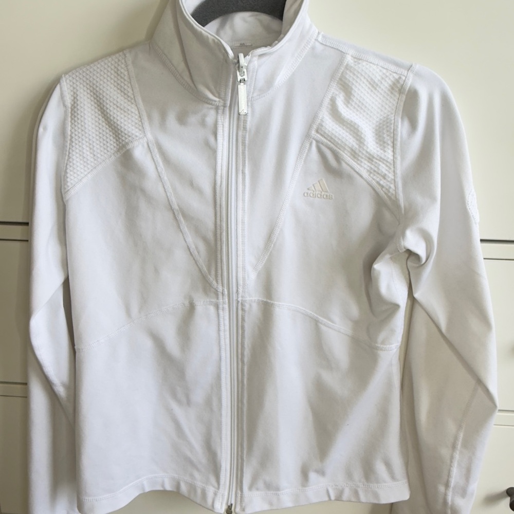 Adidas White High-Collar Jacket